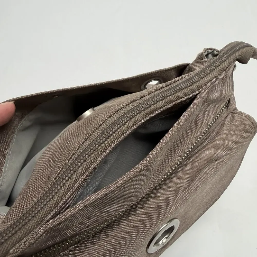 Baggallini Soleil Crossbody Bag Purse Brown Gray Multi Pocket Adjustable Strap